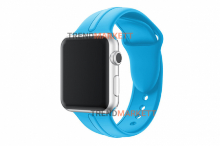Ремешок для часов силиконовый голубой Apple Watch 42/44 mm